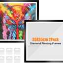 NAIMOER 2Pack Diamond Painting Frames, Frames for 35x35cm Diamond Painting Canvas, Magnetic Diamond Art Frame Self-Adhesive, Frames with Hooks for Wall Window Door (Black)