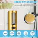 Foam Hand Liquid Soap Dispenser, 400ml Bathroom Shower Dispenser Gel Container Shower Pump Dispenser and Organizer for Bathroom Kitchen Hotel, Refillable Liquid Lotion Soap Dispenser Wall Mounted, Gold