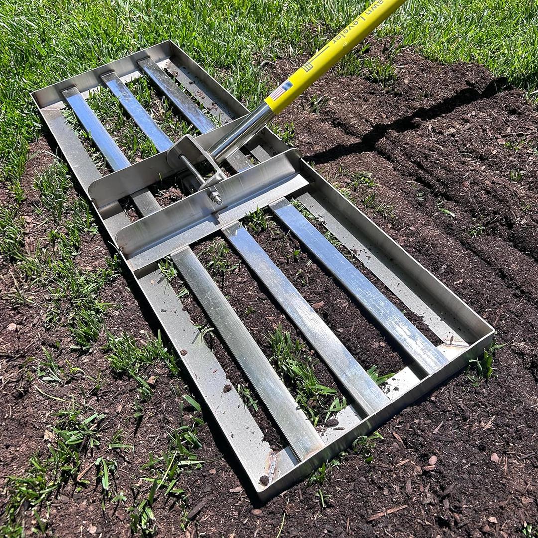 Rocklin Lawn Leveling Rake | Levelawn Tool | Level Soil or Dirt Ground Surfaces Easily | 30 x 10 Ground Plate | 78 Extra Long Handle | Stainless Steel