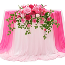TINGE TIME Artificial Sweetheart Flower Swag with Table Cloth and Table Runner, Pack of 3 Floral Arrangement for Wedding Sweetheart Table Centerpiece Decoration Valentine's Day (Hot Pink)
