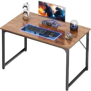 PRAISUN 40 X 24 Inch Computer Desk with Deeper Desktop, Gaming Office Writing Work Desk for Home Office, Study, Bedroom, Work from Home, Metal Frame, Rustic Brown, 40*23.6inch