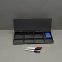 Birch Small Desktop Whiteboard  Glass Dry Erase Board Desk Pad Keyboard Stand with Storage Compartment, Adjustable Dividers, 3 Markers & Marker Holder  Perfect for Office, Home, & School (Charcoal)