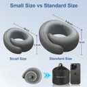 Neck Pillow for Traveling,Travel Neck Pillow for Airplanes,Cooling Fabric&100% Pure Memory Foam,Neck Pain Relief,Ergonomic Support for Long Flight (Gray, Compact Size-(Petite Fit)