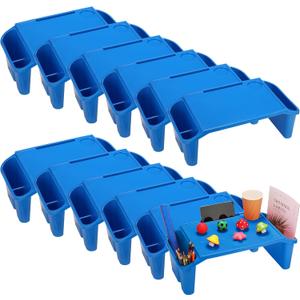 Kisston 12 Pcs Kids Lap Desk Bulk Tray Lap Table Bed Table Plastic Desk with Extra Storage Space Activities Children Portable for Kids Students Work Study School Classroom(Blue)