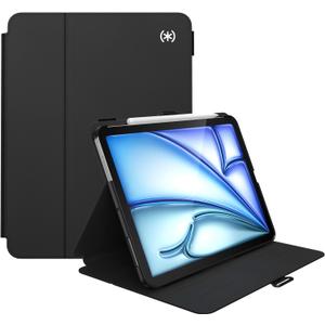 Speck New iPad Air 11 Case (2024) - Fits iPad Air (2024/2022/2020, 6th/5th/4th Gen) with Pencil Holder, Drop & Camera Protection, Slim Multi Range Stand, Balance Folio - Black/Black/White