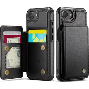 Vinich for iPhone 17e / 16e Wallet Case with Card Holder, RFID Blocking Credit Slots Kickstand Shockproof Phone Cover Fit for iPhone 16e & 17e 6.1" Black