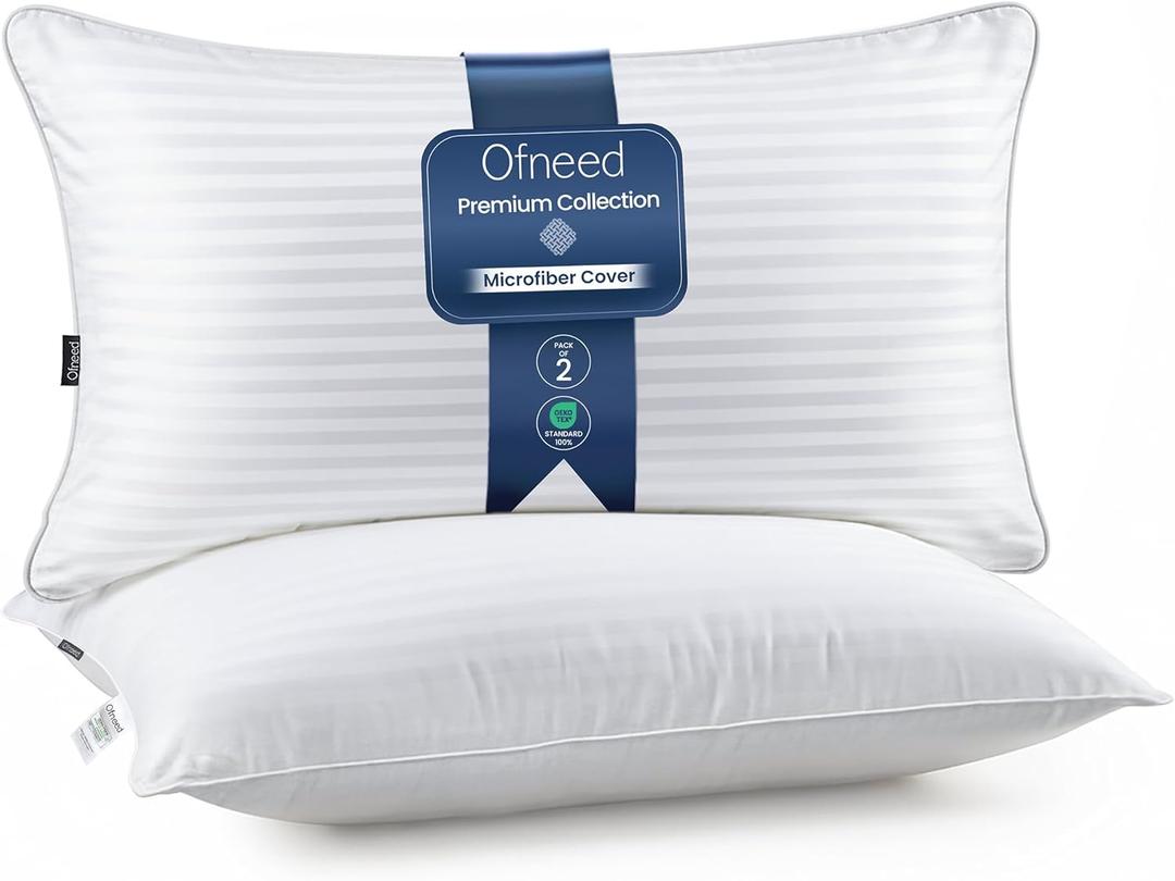 OFNEED King Size Pillows Set of 2 Down Alternative – Soft & Fluffy King Pillows 2 Pack with Soft & Brushed Cover, Hotel Pillows for Bed, Perfect Bed Pillows for Side and Back Sleepers, Size 20"x36"