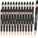 Yeaqee 24 Pcs Inspirational Ballpoint Pens Motivational Black Ink Retractable Quotes Pen with Stylus Tip Encouraging Message for Women Men Writing Office School Valentine's Day Gift(Black)