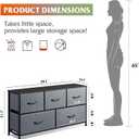 WLIVE Dresser for Bedroom with 5 Drawers, Wide Chest of Drawers, Fabric Dresser, Storage Organizer Unit with Fabric Bins for Closet, Living Room, Hallway, Dark Grey, 11.81"d X 39.37"w X 21.65"h