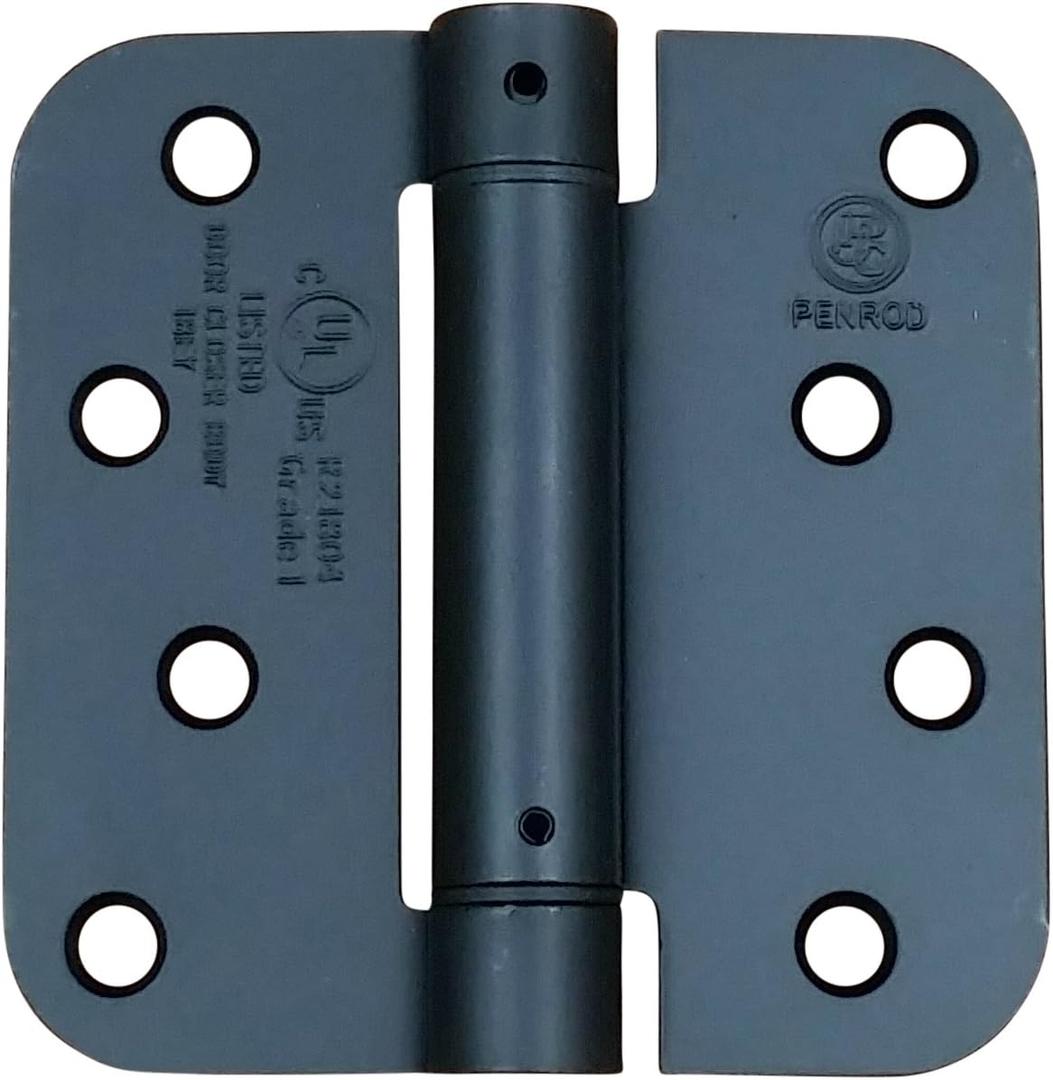 Hinge Outlet Spring Hinges - 4 Inch, Self Closing Adjustable (Flat Black, 2 Pack) (4" x 4" with 5/8" radius (Pack of 2))