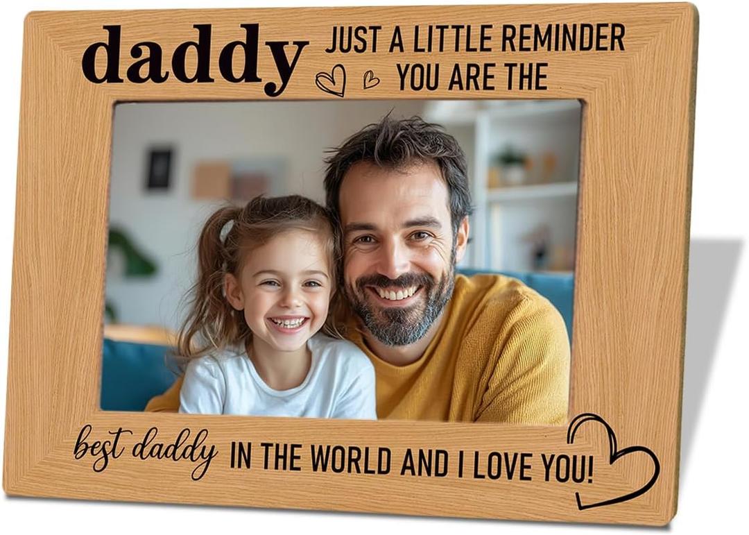 Gift for Daddy, Love Dad Photo Frame Gift for Father's Day, Dad Birthday Gifts Idea, Wooden Picture Frames Gifts, Daddy Photo Frame Decor, Tabletop Decor, Assemble 4 * 6 Inches picture