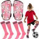 Soccer Shin Guards and Socks Set for Boys Girls for Age 3 to 14 Years Pink Unicorn Shin Kick Pads Socks Protective Defender Gear for Kids Youth Footballs Muay Thai MMA Kickboxing Sparring