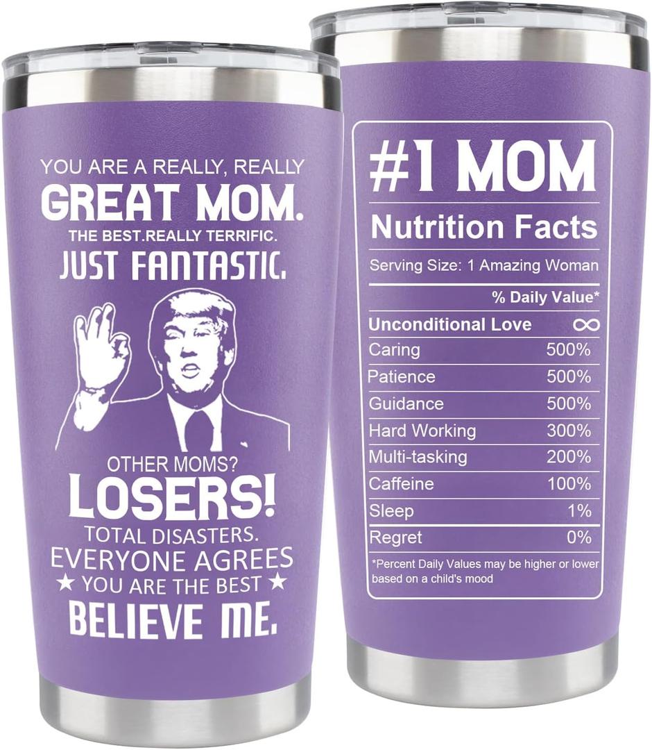NOWWISH Christmas Gifts for Mom from Daughter Son, 14oz Great Mom Coffee Mug, Cool Birthday Stocking Stuffer for Women Wife Grandma, Purple