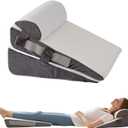 3Pcs Wedge Pillow Set for After Surgery,Acid Reflux Relief, Adjustable Bed Wedge Pillows for Sleeping,Anti Snore, Memory Foam Triangle Pillow for Back&Neck&Shoulder Pain Relief, White&Grey (12 IN+1 Head pillow)