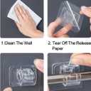 Curtain Rod Bracket No Drilling 16pcs, Self Adhesive Nail Free Curtain Rod Wall Brackets Hooks, Adjustable Drapery Towel Holder Fixing Hook for Home Bathroom Kitchen and Hotel Use (Transparent)