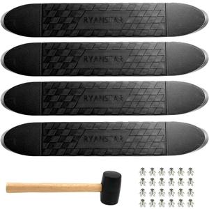 RULLINE 4"x24" Oval Step Bar Tread Pad Anti-Slip Rubber 4-Pack | Heavy-duty rubber with anti-skid grooves. Fits 4"x24" oval step bars. All-weather resistant Universal for trucks/SUVs/vans