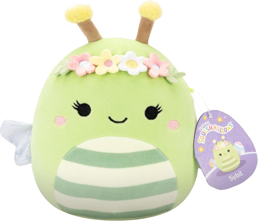 Squishmallows Original 14in Sybil The Green Bee with Flower Crown  Official Jazwares Easter Plush (Large)