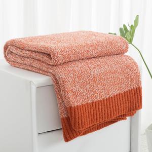 Carriediosa Heather Throw Blanket 50" X 60", 400GSM Ultra Soft Microfiber Fuzzy Fluffy Reversible Knitted Blankets Cozy Plush Lightweight and Warm Fall Throws for Couch, Bed, Sofa, Rust
