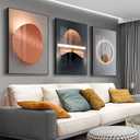 ARTFEB Modern Framed Wall Art for Living Room Bedroom Office Wall Decor Painting Set of 3, Abstract Large Geometric Warm Color Style Art Prints(16" X 24" X 3 pieces)