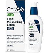 CeraVe PM Facial Moisturizing Lotion, Night Cream with Hyaluronic Acid and Niacinamide, UltraLightweight, OilFree Moisturizer for Face, 3 Ounce