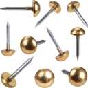 Retro Solid Pure Brass Tacks as Antique Upholstery Nails for Furniture, Decorative Push Pins for Wood,Carpet Tacks,Hardware Nails,Cap Nails,Thumb TacksBrass Fasteners(1/2",12mm Gold Color,20 Pcs)