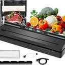 Vacuum Sealer Machine Automatic Black 6615H Food Preservation Storage, One-Click Dry&Moist Vac Seal Mode, 60kPa Suction, 11"x9.8' Black Sealer Roll, Liquid Block Cotton Pads, Removable Drip Tray