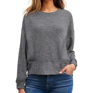 Women's Casual Crew Neck Sweatshirts Casual Loose Pullover Tops Long Sleeve Fall Shirts Fashion Clothes OneSize