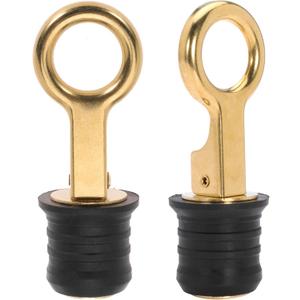 Boat Drain Plug - O-Handle Snap Plug, Brass/Stainless Steel, Rubber