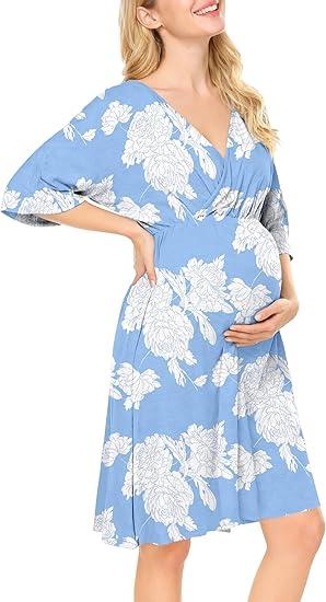 Breastfeeding Dresses Maternity Nursing Dress - Friendly Nursing Dress V Neck Flowy Boho Floral Vacation Dress