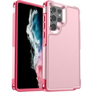 Designed for Samsung Galaxy S22 Ultra Case, [Military Drop Protection] [Dual Layer Structure Design] Heavy Duty Shockproof Non-Slip Phone Cover for Galaxy S22 Ultra, Light Pink
