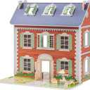 ROBUD Wooden Dollhouse for Kids Girls, Pretend Play Toy Gift for 3 4 5 6 Years Old Girls Boys, One Size