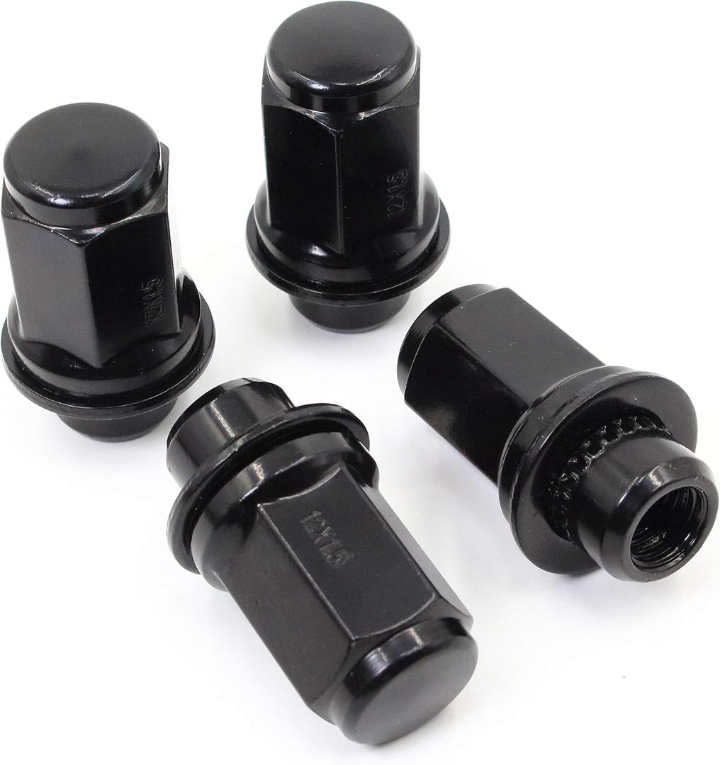 Set of 24 Veritek 12x1.5mm 1.87 Inch 47mm Length 13/16 Hex OEM Factory Mag Washer Style Black Lug Nuts for Toyota Tacoma 4 Runner FJ Cruiser SR5 Pre-Runner TRD Off-Road Limited OEM Replacement