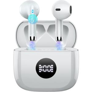 Wireless Earbuds, Bluetooth 5.4 Ear Buds LED Power Display Headphones Bass Stereo, Bluetooth Earbuds in-Ear Noise Cancelling Mic, 40H Playback Mini Case IP7 Waterproof Sports Earphones for Android iOS