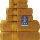 COZYART Gold Bath Towel Set 6pcs, Turkish Cotton Bathroom Towel Sets Soft Absorbent and Durable 650 GSM Luxury 6 Pcs with 2 Bath Towels, 2 Hand Towels, 2 Washcloth