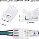 10 Packs Solderless LED Strip Connector, Transparent Track Lighting Connectors, Wire Strip Lights, 16.4 Feet LED Strip for LED Pin Connector (4 Pin, 10 mm)