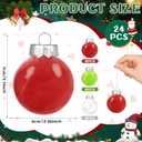 24 Pcs Christmas Balls Ornament 2.5 Inch Hanging Christmas Feather Balls Red Green White Feather Ornament for Xmas Tree Decorations Home Indoor Outdoor Holiday Party Decor