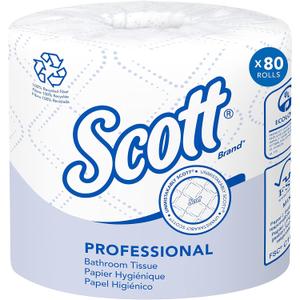Scott Professional 100% Recycled Fiber Standard Roll Bulk Toilet Paper (13217), 2-Ply, Elevated Design, White, Individually Wrapped (80 Rolls of 473 Sheets, 37,840 Sheet Total)