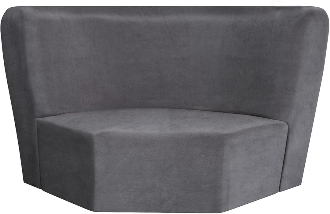 Corner Couch Cover, Stretch Velvet Corner Sofa Cover Furniture Protector Slipcover for L Shape Sectional Recliner Couch Reclining Sofa Additional Seat (Grey)