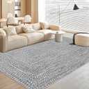 LUXLOOM Washable Area Rugs 8x10 Living Room Modern Rugs for Bedroom Grey Rug Imitation Braided Soft Large Area Rug Non Slip Throw Rugs Stain Resistant Carpet for Nursery Dining Room 8'x10' Light Grey with balck