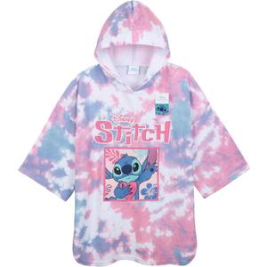 Disney Stitch Bath Towel with Hood for Kids Teenagers Absorbent Cozy Poncho Hooded Beach Towel Wrap for Beach Pool Swimming Bath Vacation Essentials (Pink/ Blue Stitch, 10-13 Years)