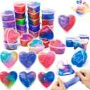 28Pcs Galaxy Slime Set, Cute Animals Cards Stress Relief Fidget Toys for Kids Valentines Day Classroom Gift Exchange, Easter Eggs Stuffer & Party Favors