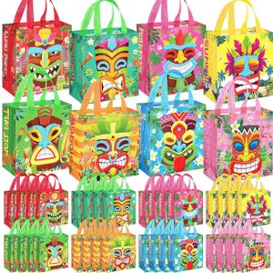 Riakrum 32 Pcs Gift Bag with Handles Reusable Tote Bags Non Woven Gift Bags Bulk Treat Bag for Kids Classroom Gifts Exchange Party Favor, 8.7 x 9.2 x 4.3 Inch