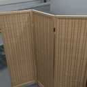 3 Panel Short Panel Divider Screen,3.95 FT Tall Bamboo Room Divider Folding Privacy Screen,Short Panel Divider Freestanding Room Divider for Room Seperation, Beige