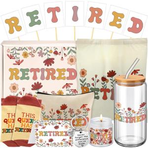 Hushee Retirement Gift for Woman 2026, Cool Valentines Day Retirement Gifts Basket for Women Boss Coworker Teacher Nurses Lady Friends Mom Grandma Retirees, Happy Retired Present with 16oz Glass Cup