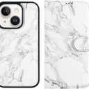 LUMARKE Designed for iPhone 15 Plus Wallet Case - Detachable Flip Folio Cover - RFID Blocking 4 Card Slots Holder - Leather Magnetic Kickstand - Protective Phone Case 6.7", Grey Marble