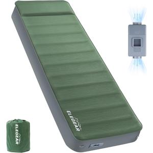 Elegear CumbreX Air & Foam Self Inflating Sleeping Pad, Built-in Electric Pump 4" Ultra-Thick Memory Foam Camping Mattress with Pillow Camping Pad 4-Season R-value 9.5 Camp Mat for Traveling - Single