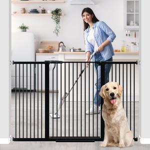 41" Extra Tall Dog Gate for Doorways Stairs, 54.8-60.2 in in Wide Baby Gates Walk Thru, No Drill Long Pet Gate for Doggie Puppy, Auto Close Large Child Safety Gate with Door Indoor, Black