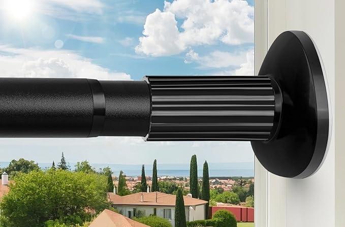 Tension Curtain Rod 51-126 Inch, Long Curtain Rod No Drilling for Window or Bathroom, Outdoor Curtain Rods for Patio Tension Rods, Easy to Install, Never Rust, Rod Diameter 1.26 Inches
