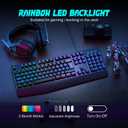 yesbeaut Gaming Keyboard, 7-Color Rainbow LED Backlit, 104 Keys Quiet Light Up Keyboard, Wrist Rest, Whisper Silent, Anti-ghosting Multimedia Keys, Waterproof USB Wired Keyboard for PC Mac Xbox