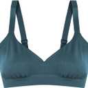 100% Merino Wool Women’s Wireless Triangle Bra，Wide Straps, No Padding, Merino-Wrapped Elastic Band – Moisture-Wicking, Everyday Bralette for Yoga，Hiking Outdoos Teal, XL